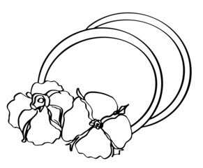 Cotton breast pads with orchid flower. Disposable absorbent for preventing maternal milk dripping.