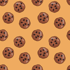 Cutie chocolate cookies seamless pattern. Vector illustration