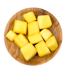 Mango fruit slices isolated on a white background