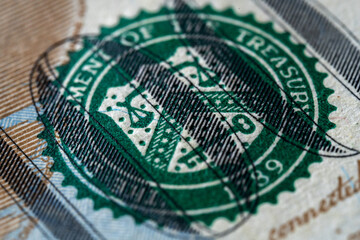 Macro photo details of dollar banknotes