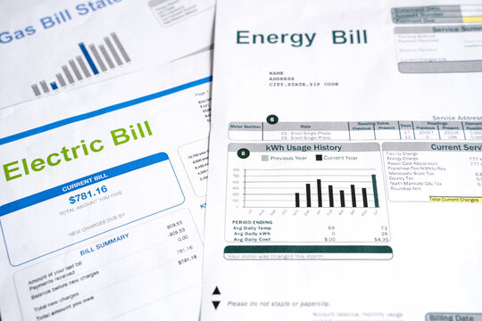 Monthly utility bills. Cost of utilities concept.