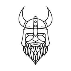 Outline Viking Head Face Logo design illustration