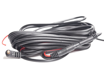 Black USB cable isolated on white background