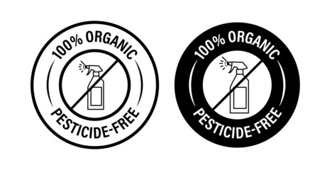 100% organic, pesticide free vector icon set, blackin color