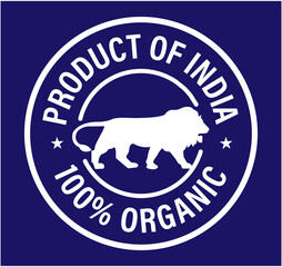 product of india, 100% organic vector icon, white in color