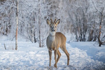 deer in winter forest