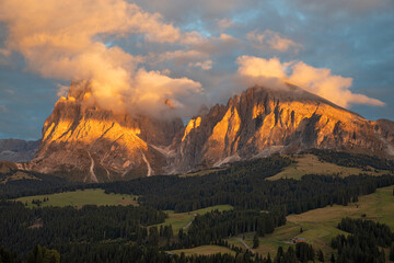 Sonnenuntergang Dolomiten, seiseralm