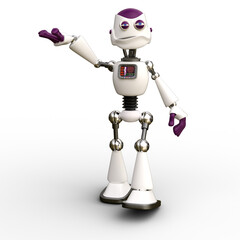 Naklejka premium 3D-illustration of a cute and funny cartoon robot holding something. isolated rendering object