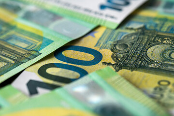 Macro photo EU banknotes background