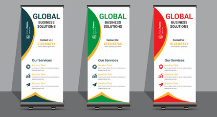 Creative Business Roll Up Signage Banner Template Design.