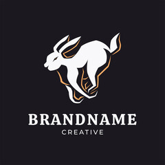 Unique rabbit jump logo design