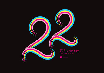 22 years anniversary celebration logotype colorful line vector, 22th birthday logo, 22 number, Banner template, vector design template elements for invitation card and poster, t shirt design vector