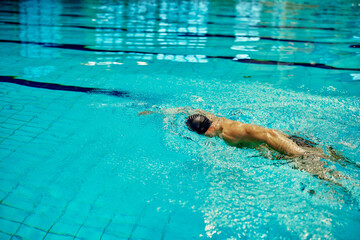 Sportsman swimming during competition