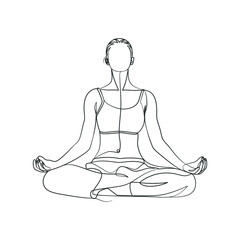 Yoga girl continuous line drawing minimalist design