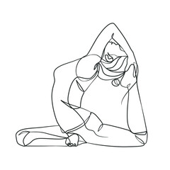 Yoga girl continuous line drawing minimalist design