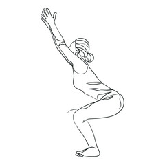 Yoga girl continuous line drawing minimalist design