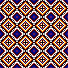 Colorful Geometric ethnic oriental pattern traditional Design for background,carpet,wallpaper,clothing,wrapping,Batik,fabric, illustration embroidery style - 487612088
