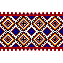 Colorful Geometric ethnic oriental pattern traditional Design for background,carpet,wallpaper,clothing,wrapping,Batik,fabric, illustration embroidery style - 487612089