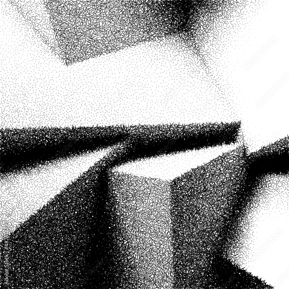 Poster Abstract background with overlapping dotwork cubes with hatched graphics style