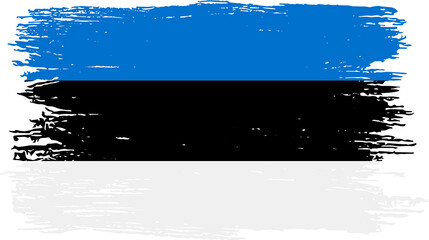 Estonia flag with brush paint textured isolated  on png or transparent background,Symbol of Estonia,template for banner,promote, design, and business matching country poster, vector illustration