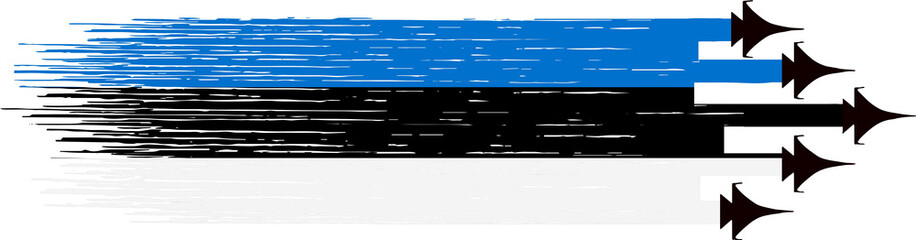 Estonia  flag with military fighter jets isolated  on png or transparent ,Symbols of Estonia,template for banner,card,advertising,poster, and business matching country, vector illustration