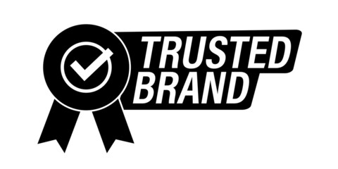 Obraz premium 'trusted brand' vector icon with badge. black in color