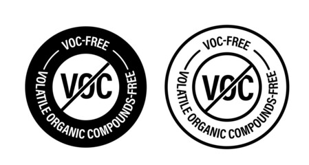'volatile organic compounds-free' abstract. 'VOC free' vector icon, eco friendly - obrazy, fototapety, plakaty
