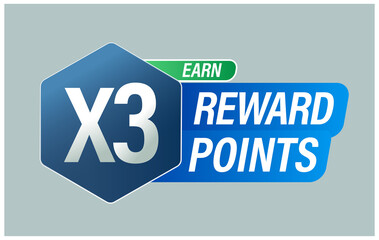 loyalty program abstract, earn x3 reward points vector icon