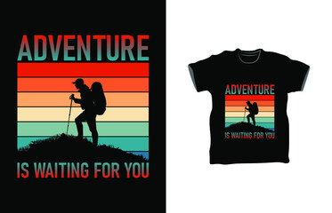 Adventure is waiting for you best typography t-shirt design premium vector