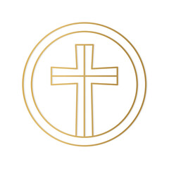 golden christian, catholic cross icon- vector illustration