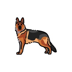 German Shepherd color line icon. Dog breed.