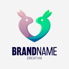 Lovely rabbit colorful logo design