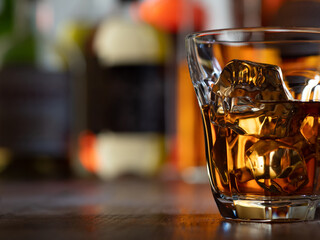 Glass of whisky on the rocks