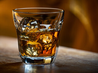 Glass of whisky on the rocks