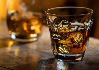 Glass of whisky on the rocks