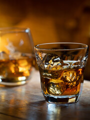 Glass of whisky on the rocks