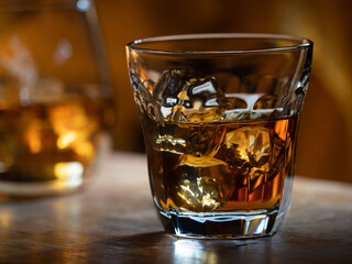 Glass of whisky on the rocks