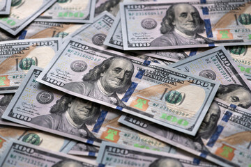 Many banknotes of the United States of America background