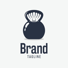 simple kettle bell featuring clam logo design