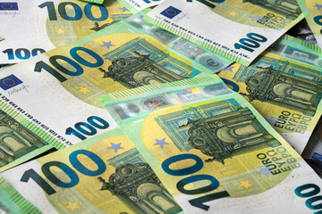 Macro photo EU banknotes background