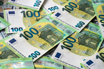 Macro photo EU banknotes background