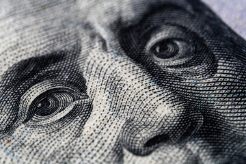 Macro photo details of dollar banknotes