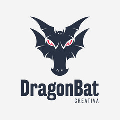 Unique dragon head featuring bat logo design