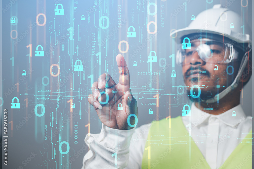 Poster concepts of cybersecurity, data protection, access to private information on the internet online