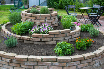 herb spiral in the garden
