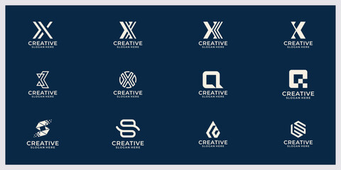 Set of abstract letter a-z vector logo design templates creative typography concept icons