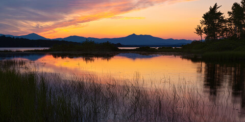 Fototapeta premium Mt Chocorua At Sunset From Ossipee Lake, New Hampshire