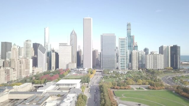 Chicago Tall buildings skyline sunrise