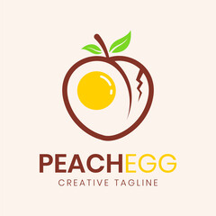 Simple peach fruit featuring egg logo design