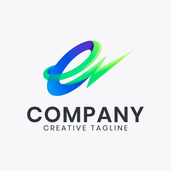 electric letter e logo design